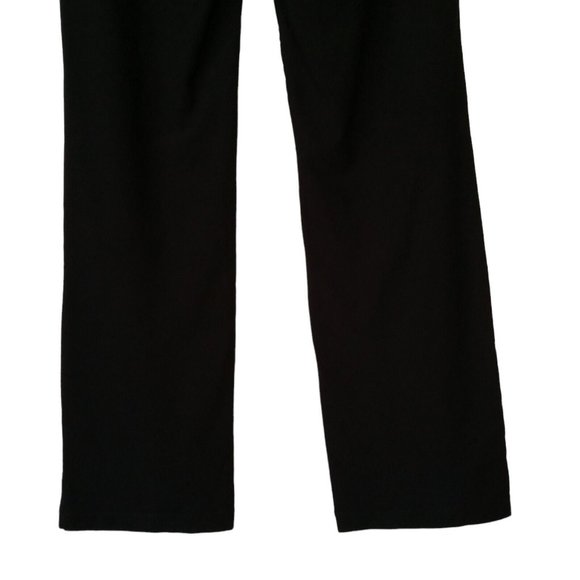 Eileen Fisher Black Pull On Pants MEDIUM Textured Stretch Fabric Wide Band - Picture 4 of 12